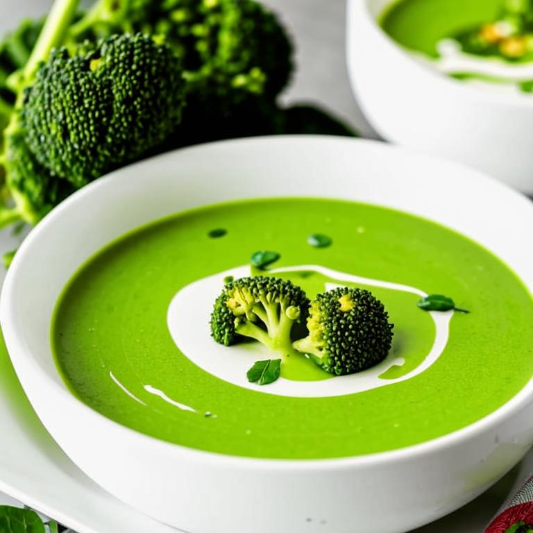 Приготовленный суп-пюре из брокколи со шпинатом для детокс-диеты